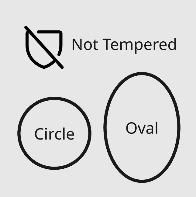 Float Glass, not tempered, circle or oval B2B