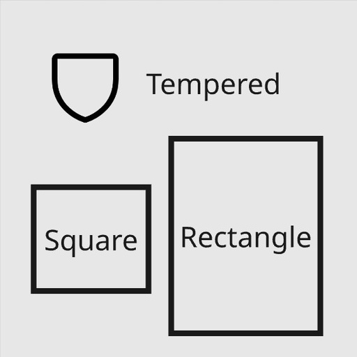 Pattern Glass, tempered, square or rectangle