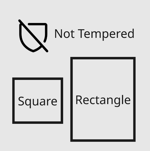 Float Glass, not tempered, square or rectangle