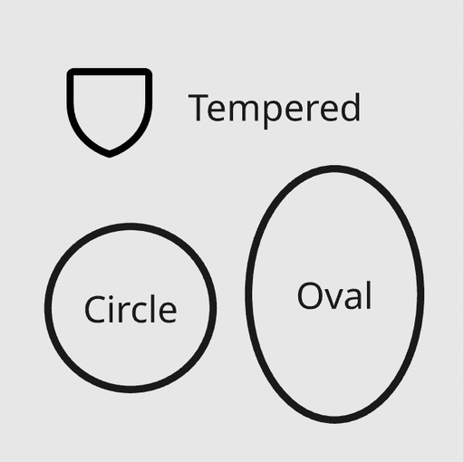 Pattern Glass, tempered, circle or oval
